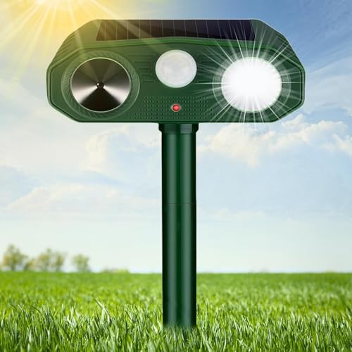 YRHWS Katzenschreck Ultraschall Abwehr, 3 Modi Katzenabwehr Solar Tiervertreiber, Wasserdicht Marderschreck mit PIR-Bewegungssensor und Blinklicht, Hundeschreck Tierschreck für Katzen, Hunde