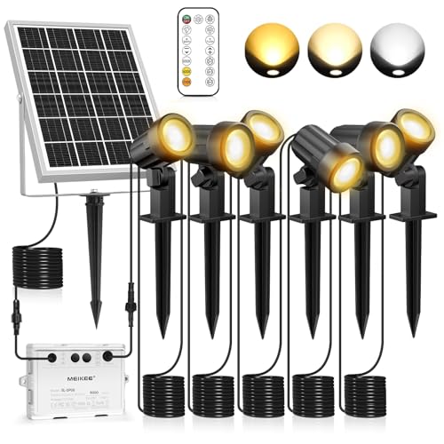 MEIKEE Solarlampen für Außen 6 Stück mit Fernbedienung Solar Gartenleuchte 2700K 4000K 6000K Solarlampen IP66 Wasserdicht 3 Helligkeit Timer Gartenbeleuchtung für Garten Pfad Terrasse Rasen Bäume