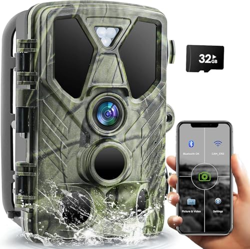 RecorCam Wildkamera WLAN mit Handyübertragung APP, 4K Video Wildtierkamera, 36MP Full HD WLAN Wildkamera mit bewegungsmelder nachtsicht, 850nm IR LEDs, Nachtsichtkamera Jagdkamera mit 32G SD