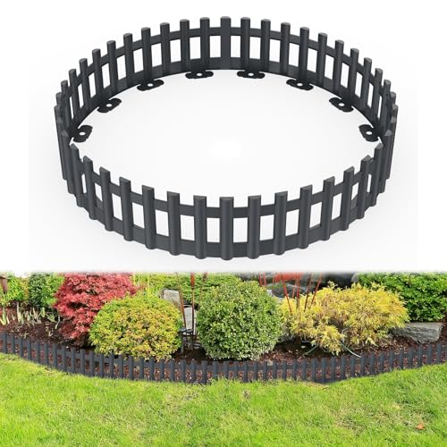 NAIZY Rasenkante Kunststoff 6 Stück Beeteinfassung Biegbarer Pflasterkante mit Erdanker Beetumrandung Mähkante Plastikzaun für Garten Rasen Dekorativ, Anthrazit (6 Stück/258cm)