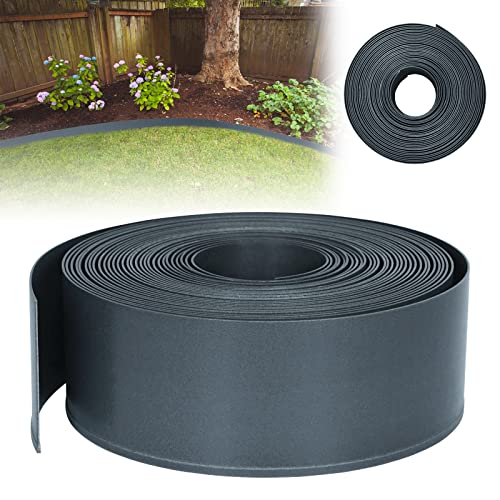 UISEBRT Rasenkante Kunstoff 60m - Lawn Edging Roll Plastic Beeteinfassung Gartenzaun Beetumrandung Rasenbegrenzung Lawn Border Garten Dekorativ (60 m x 12 cm, Anthrazit)