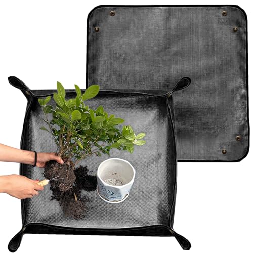 Pflanzen Umtopfmatte 2 Stück, wasserdichte Gartenmatte Pflanzmatte, Schwarz PE Pflanzunterlage für Umtopf, Sukkulenten, Sämling (2)