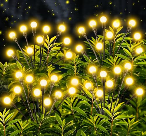 Solarlampen für Garten Außen, 4 Stück 10 LED Superhelle 2 Lichtmodi Glühwürmchen Solarleuchten für Außen mit Warmweißem Licht IP65 Wasserdicht Solarleuchten Garten Deko für Pathway Yard Balkon