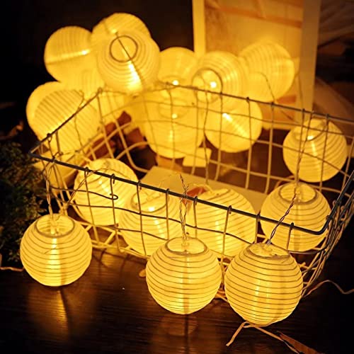 JIAPEI Solar Lichterkette Lampion/Laternen Außen, 8M 30er LED 8 Modi Wasserdicht Beleuchtung für Garten, Terrasse, Balkon, Hof, Hochzeit Party Deko(Warmweiß)