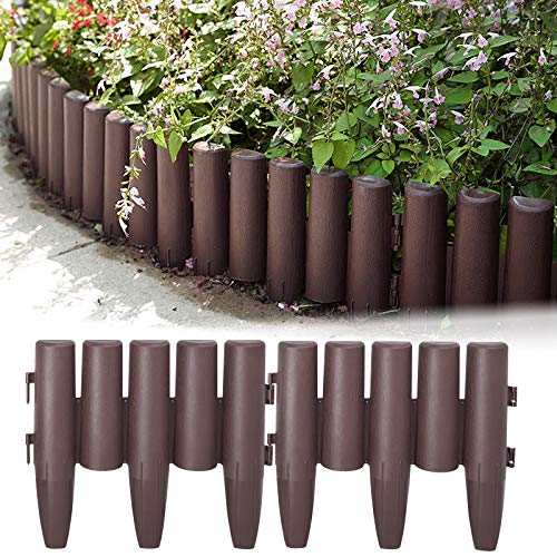 HENGMEI Rasenkante 5,6m Beetumrandung Mähkante 20 stücke Randsteine Kunststoff Palisaden Holz Optik Beeteinfassung Gartenzaun 1 Element (L x H): 28cm x 24cm
