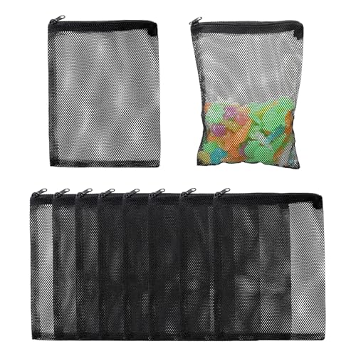 Mozeat Lens Aquarium Filterbeutel 10 Stück Filterbeutel für Aquarien mit Reißverschluss Netz Filtersack mit Hohem Durchfluss Wiederverwendbare Beutel für Aktivkohle, Biokugeln (Schwarz)