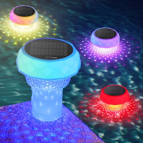AUINSKY Solar Poolbeleuchtung, LED Schwimmende Pool Licht mit Fernbedienung, IP68 Pool Lampen Led Wasserdicht 8 Farbwechsel 42 Beleuchtungsmodi Teichbeleuchtung Solar für Schwimmbad, Party, Garten