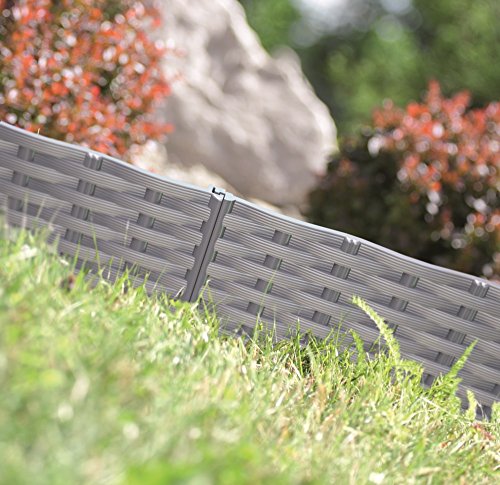 Rasenkante Gartenpalisade Beeteinfassung Beetumrandung 3,9m Rattan-Optik 3 Farben von rg-vertrieb (Grau)