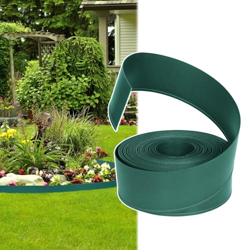 NAIZY Rasenkante 10m Beeteinfassungen PP-Kunststoff Rolle Beetumrandungen Flexible Gartenbeetbegrenzung UV-Schutz und Witterungsbeständigkeit Rasen Mähkante Rasenkantenband, Grün