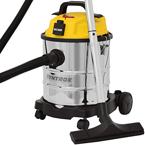 Syntrox Germany 20 Liter Staubsauger Industriesauger Nass- Trockensauger Edelstahl Mit Steckdose VC-1200W-20L-R Tornado