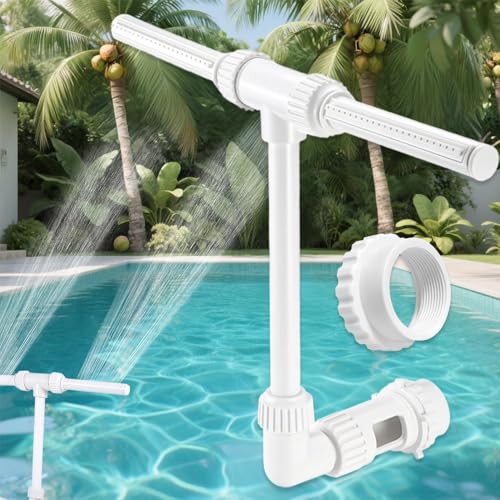 Pool Fontäne Dual Springbrunnen 360° Verstellbarer, Pool Springbrunnen Fontäne mit Adapter, Pool Brunnen Wasserfall, Druck- und Höhenverstellbares Pool Wasserfontäne für Pool und Spa