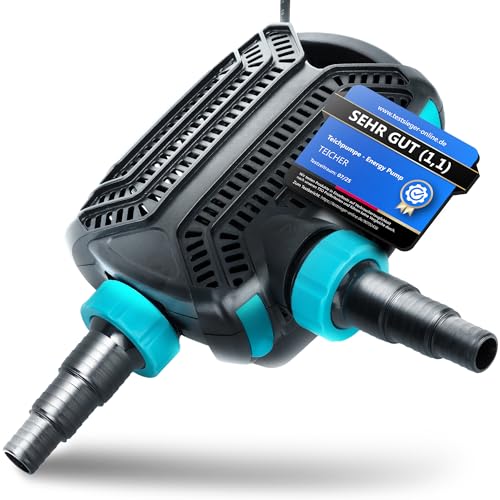 Teicher Filterpumpe EP-3000X [Neues Modell] – Teichpumpe für außen 10W, 3000 l/h Energie effizient | Bachlaufpumpe Gartenteich Bachlauf Wasserfall | Filter Pumpe Teich Pond Pump Teichpumpen IPX8 Norm