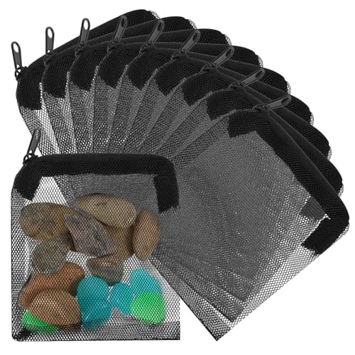 Piriuuo 10 Stück Aquarium Filterbeutel, Fischtank Mesh Filterbeutel mit Reißverschluss Wiederverwendbare Filtersack Mini Filtermedienbeutel aus Netzgewebe für Aktivkohle Filtersteine Keramikringe