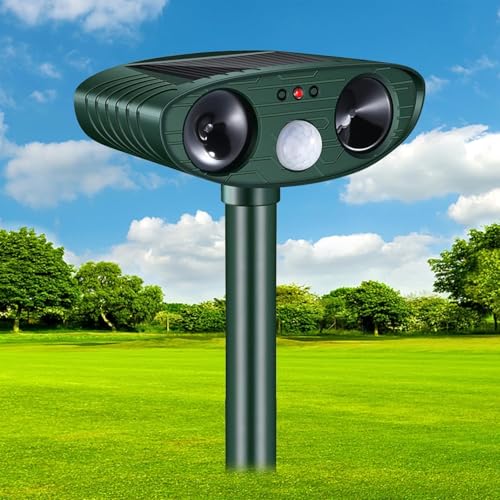 Katzenschreck Ultraschall, Solar Tiervertreiber Katzenabwehr Wasserdicht, Ultraschall Abwehrmittel Marderschreck Tierschreck mit Bewegungsmelder für Garten, Katzen,Hunde, Waschbären, Vögel