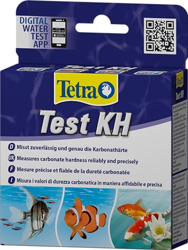 Tetra Test KH (Karbonathärte) - Wassertest für Süßwasser-Aquarien, Meerwasser-Aquarien und Gartenteiche, misst zuverlässig und genau die Karbonathärte