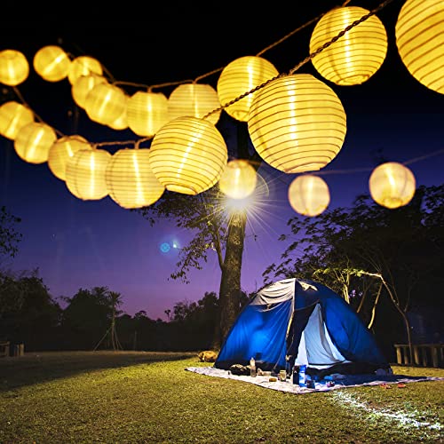 PhilzOps Solar Lichterkette Lampion Outdoor, 6M 30 LED Solar Laternen Lichterkette Warmweiß Wasserdicht Gartenlaterne Beleuchtung für Aussen Balkon Hof Terrasse Fest Hochzeit Haus Weihnachten Deko