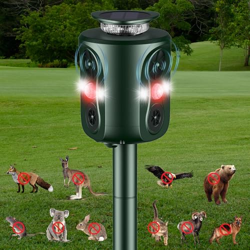 Katzenschreck Ultraschall Solar, 360 Grad Katzenschreck für Garten 5 Modus Einstellbar Marderschreck Tiervertreiber, 10m Mader Abwehr für Marder Katzen Waschbär Hunde Vögel Mäuse