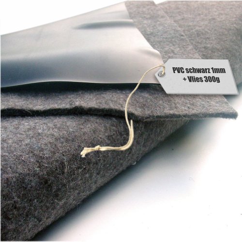 Teichfolie PVC 1mm schwarz in 6m x 8m mit Vlies 300g/qm