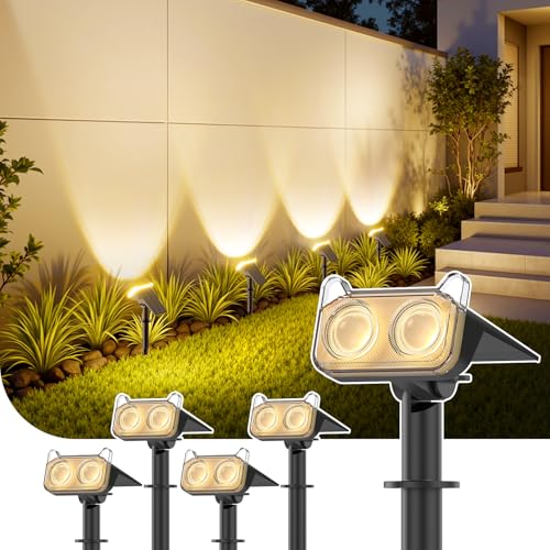 GEARLITE Solarlampen für Außen Garten, 3500K Warmweiß Solar Strahler 4 Stück, IP65 Wasserdicht Gartenleuchten, 2 Helligkeitsmodi Solarleuchten für Außen Garten Deko, Bäume, Hof, Weg, Garage