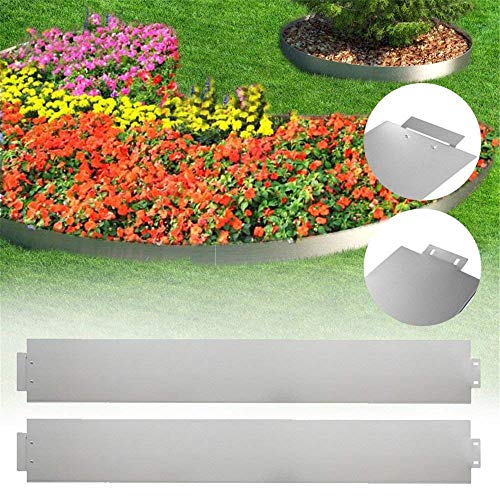 AufuN Rasenkante Metall 25 m x 15 cm Verzinkt Beetumrandung Beeteinfassung Mähkante Palisade 25 Stücke 100 cm x 15 cm (L x H) Rasenkante Verzinkt