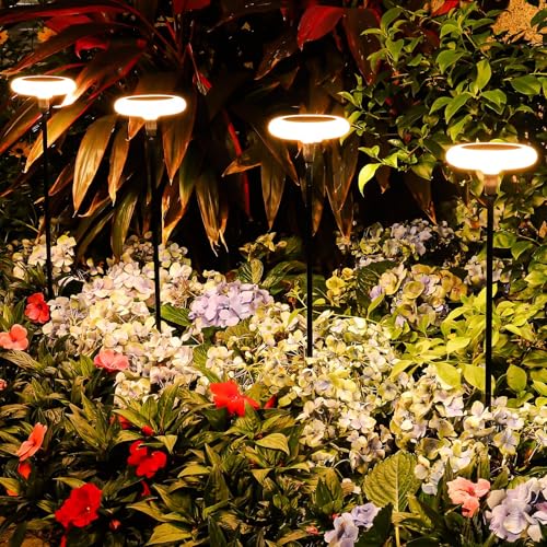 ZWOOS 4er-Set LED Gartenbeleuchtung Solar, Extra Helle Solar Gartenleuchten für Außen, Solarstecker Blumenkasten, Outdoor Solarleuchten für Gartendeko, Blumentöpfe, Weg, IP65 Wasserdicht (Warmweißes)
