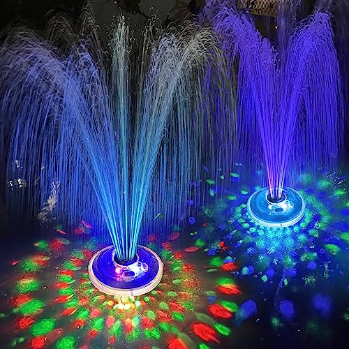 LanBlu Springbrunnen Pool Schwimmend, Pool Wasserfontäne mit Unterwasser Lichter, Wiederaufladbare Batterie Pool Fontäne, 2 Modi Sprinkler Pool Wasserfontäne, Springbrunnen Schwimmend Brunnen für Pool