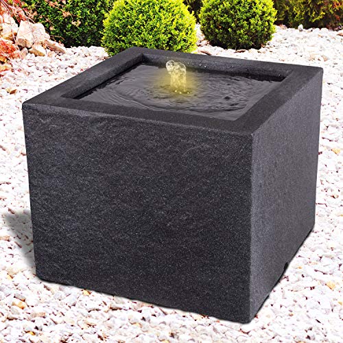 Gartenbrunnen Brunnen Zierbrunnen Zimmerbrunnen Springbrunnen Brunnen mit LED-Licht 230V Wasserfall Wasserspiel für Garten, Gartenteich, Terrasse, Balkon (Basalt MODERNA mit LED-Licht - 230V)