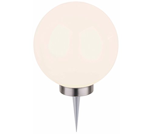 Dehner Solarleuchte Kugel mit Erdspieß und Farbwechsel, Ø 20 cm, Kunststoff,Weiß