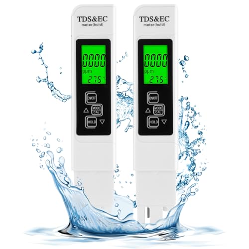 Wasserqualitätstest Meter 2 Stuck, Aideepen 3 in 1 LCD Digital Wasserqualität Tester mit Hintergrundbeleuchtung, TDS/EC Wasser Tester für Trinkwasser, Pool, Aquarium, Schwimmbad, Teich