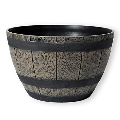 colourliving Pflanzkübel Pflanztopf rund 50 cm Weinfass-Optik Blumenkübel Blumentopf Blumenfass wetterbeständig