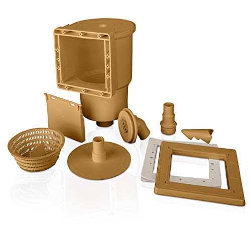 Gre AR100W - Skimmer zur Reinigung und Wasseraufbereitung von Standardpools + Einlassventil. Filtersystem für Pools, Farbe Braun, 27 x 22 x 35 cm