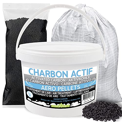 Aktivkohle Pellets erhältlich in 1-kg- und 2-kg-Tüten / 5-kg-Eimern, 10-kg- und 25-kg-Säcken │ hochreines Granulat für Luftreinigung und -filterung, Kohlefilter, Aquarium, Weinkeller, Abzugshaube
