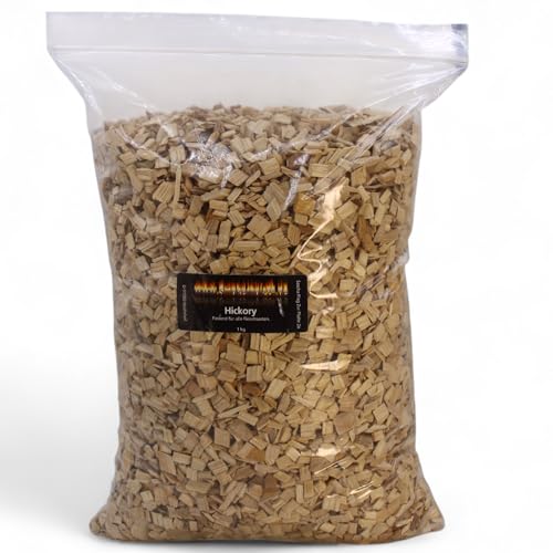 Hickory Woodchips Räucherchips 1Kg (ca. 4 Liter) für den Kugelgrill Gasgrill oder Smoker BBQ