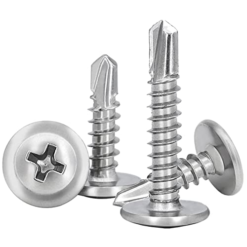 235 Stück Selbstschneidende Schrauben,M4.2 Großer gewölbter Kopf Bohrschrauben,Edelstahl Blechschrauben Selbstbohrende Selbstschneidend Blechschraube Set mit Box M4 * 38mm/32mm/25mm/19mm/16mm//13mm