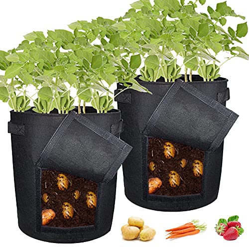 XIALINBUY 2 Stück Kartoffelpflanzsäcke Pflanzen Tasche Vliesstoff Pflanzsack mit Griffe für Kartoffeln Tomaten Blumen Gemüse