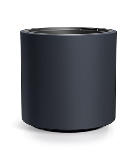 Spetebo XL Kunststoff Blumentopf rund gerade Form - 47 x 44 cm - Design Blumenkübel in anthrazit mit Pflanz-Einsatz - Pflanzschale Blumenschale Garten Blumen Pflanz Übertopf
