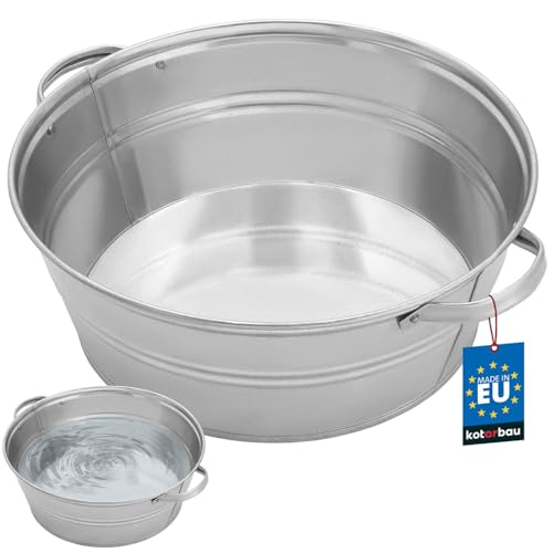KOTARBAU® Zinkwanne für Garten groß 13 Liter Rund verzinkter Stahl Zink Blumentopf Garten Getränkekühler verzinkte Wanne Zinkschale Garten Sektkühler Blechschüssel Garten Pflanzschale