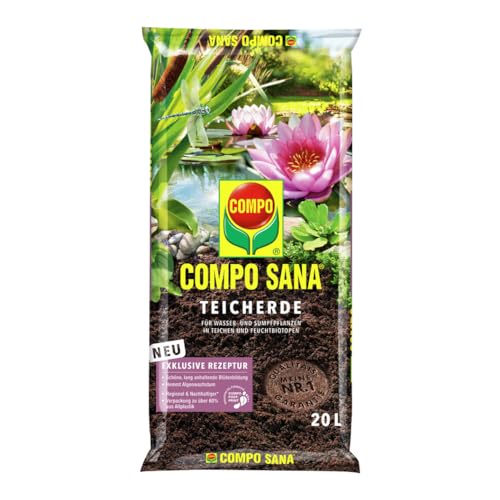 COMPO SANA Teicherde für alle Wasser- und Sumpfpflanzen, Kultursubstrat, 20 Liter, Braun