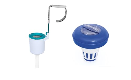 Bestway Flowclear | Poolskimmer Dosier-Kit mit Dosierschwimmer 16,5 cm Ø | Einhängeskimmer für Filtersysteme | Geeignet für Filteranlagen ab 2.006 l/h | zur Reinigung der Wasseroberfläche