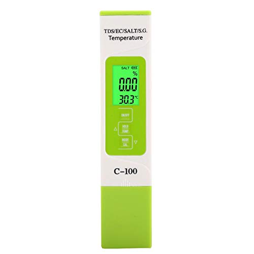 Fdit 5 in 1Portable Salinity/S.G/Temperatur/TDS/EC Digitaler Meerwasserqualitätstester für Pools, Aquarien und Salzwasser