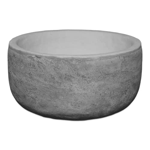 gartendekoparadies.de Runde Pflanzschale Pflanzgefäß aus Steinguss, H. 20 cm, 10 Liter, 18 kg, Grau, frostsicher für Außenbereich