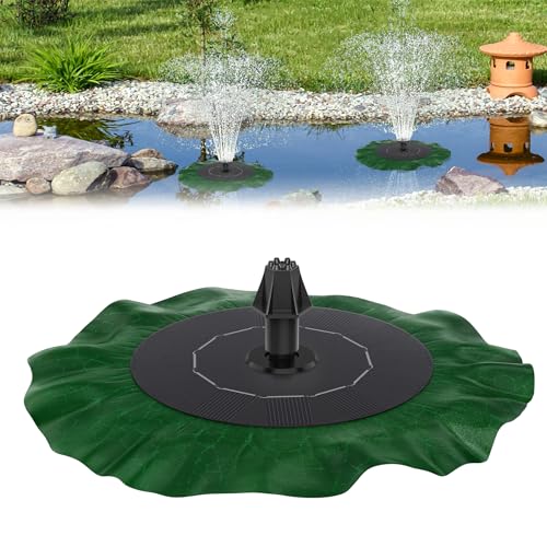 Froadp 1.4W LED Solar Springbrunnen Teichpumpe Lotusblatt Solarbrunnen mit 7 Fontänenstile Wasserpumpe Schwimmender Fontäne Pumpe für Gartenteich Vogel-Bad Teich Fisch-Behälter Gartendeko