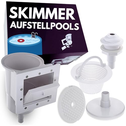 Amapool Einbauskimmer Set I Pool Skimmer Set I Standard Skimmer Set Komplettset mit Einlaufdüse I Universal Ersatzteil für Standardaufstellpools