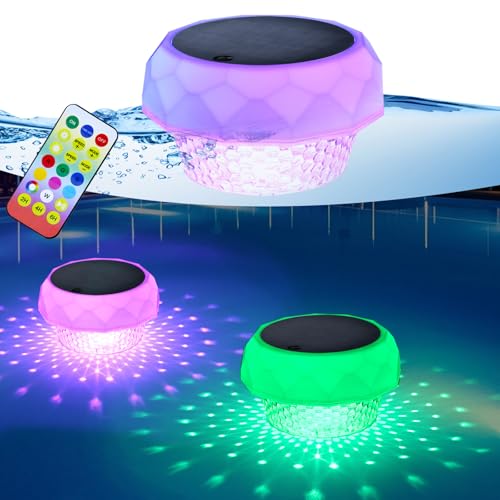 Schwimmende Poolbeleuchtung Solar, RGB+Kaltweiß Schwimmende Solarleuchten Teichbeleuchtung, RGBW Dimmbar, IP68 Wasserdichte, Solar Poolbeleuchtung Unterwasser für Pool, Whirlpool, Teich Deko(1pcs)