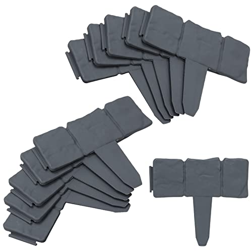 Fiqops Rasenkante Kunststoff 25M Anthrazit 100 Stücke Beeteinfassung Steinoptik Garden Border aus Polypropylen Mähkante Beetumrandung Palisade Garten dekorativ 1 Element BxHxT: 25x23x1 cm