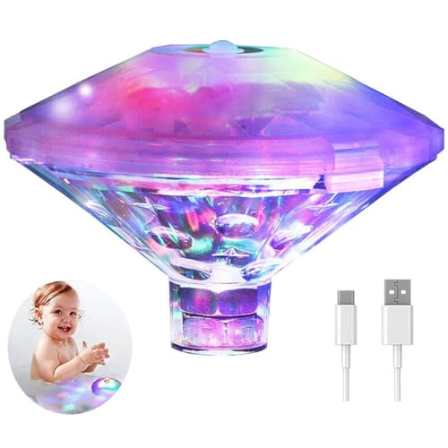 Caxmtu Schwimmende Pool Led Wanne Lichter Lampe Whirlpool Lichter Wiederaufladbare Poolbeleuchtung für Bad Disco Teich Kind Bad Spielzeug, 7 Modi