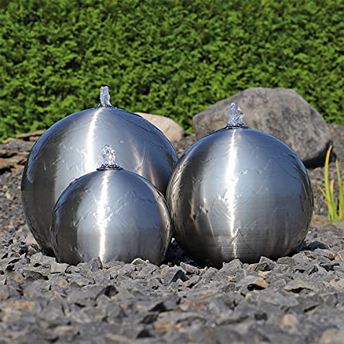 CLGarden Edelstahl Kugelbrunnen ESB2 Springbrunnen 3 Kugeln mit LED Beleuchtung Set für Aussenbereich Garten