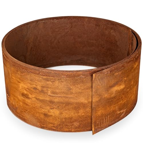 UNIGARDIA Rasenkante aus Cortenstahl 10 m, 1 mm stark - Beeteinfassung aus Metall 20 cm hoch - Einfache Montage - Rasenkantenband mit Rost, 1 Paar Montagehandschuhe inklusive