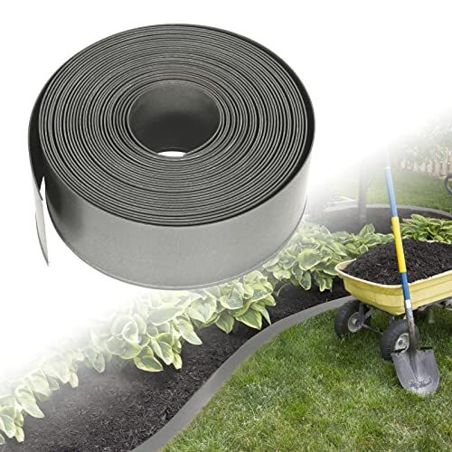 UISEBRT Rasenkante Kunstoff 100m - Lawn Edging Roll Plastic Beeteinfassung Gartenzaun Beetumrandung Rasenbegrenzung Lawn Border Garten Dekorativ (100 m x 12 cm, Hellgrau)