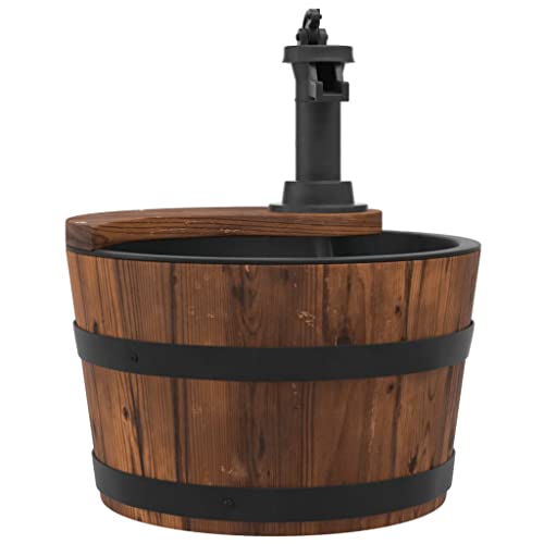 vidaXL Gartenbrunnen mit Pumpe, Brunnen mit Holzrahmen, Wasserbrunnen für Gartendekoration, Wasserfontäne Zierbrunnen, Massivholz Tanne